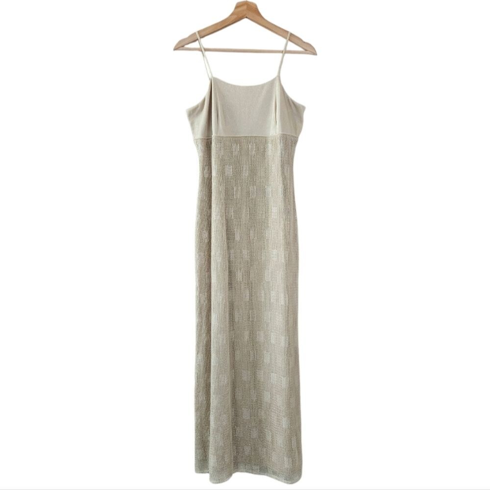 Reggio Neutral Gold Grometric Y2K Maxi Dress womens size 6